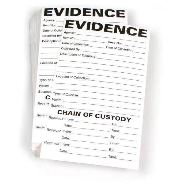 Evidence/Chain of Custody Label, 3.5" x 6.5", Pack of 100 - Forensics Source